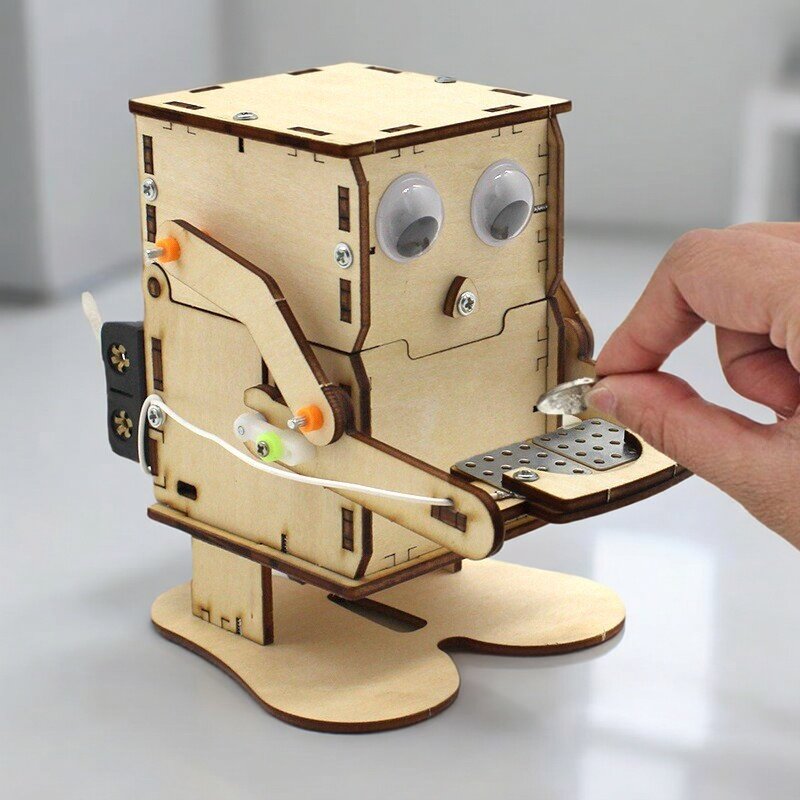 Stem Robotics Kit - نموذج روبوت خشبي قابل للتجميع يأكل