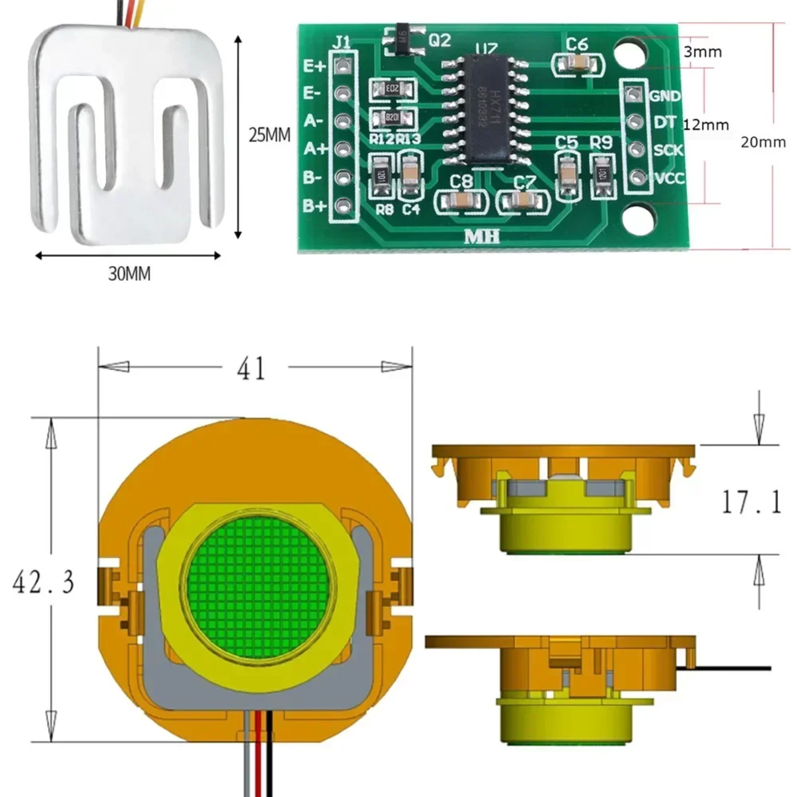 Sensor Kit Arduino - مستشعر وزن DIYmall بسعة 50 كجم