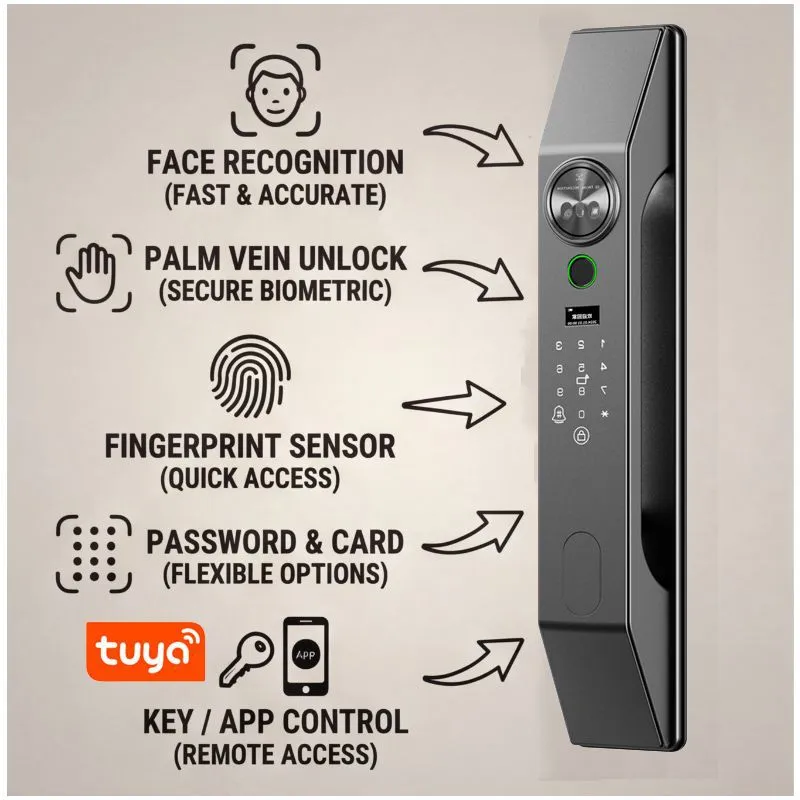 قفل ذكي متعدد اللغات للمنزل، ي - مراجعة Smart Door Lock Wifi وسعره