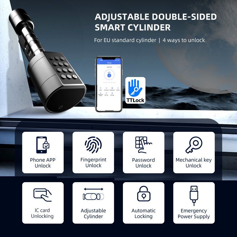 قفل باب أسطواني أوروبي ذكي ttl - مراجعة Smart Door Lock Wifi وسعره