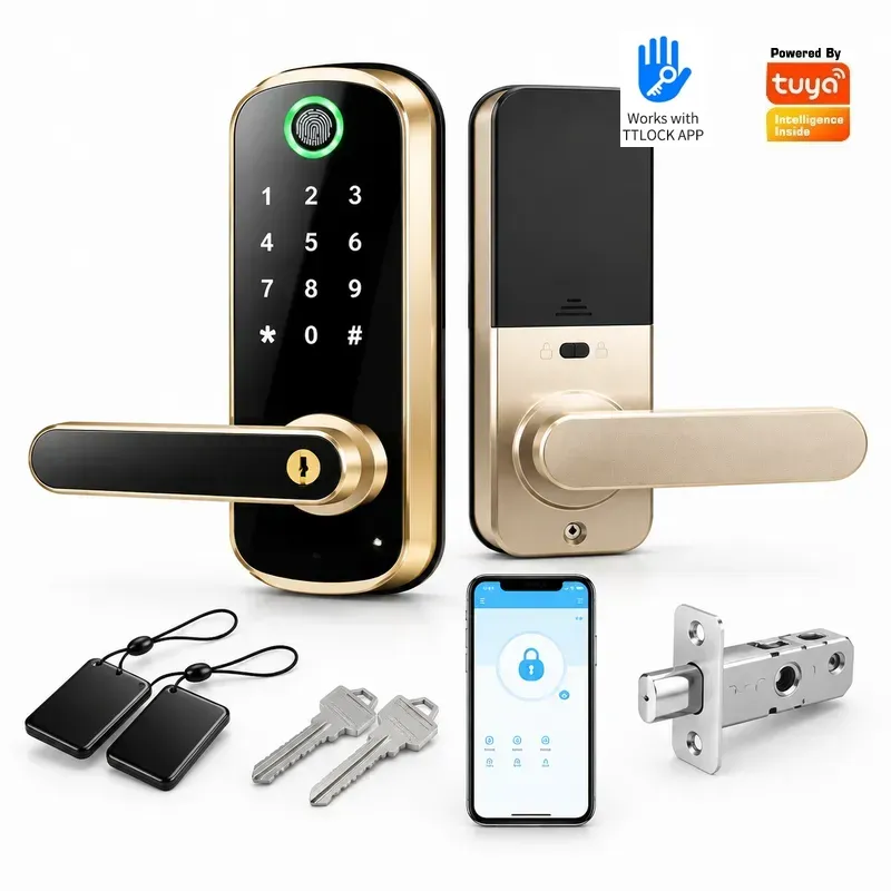 قفل باب خشبي ذكي إلكتروني ببصم - مراجعة Smart Door Lock Wifi وسعره