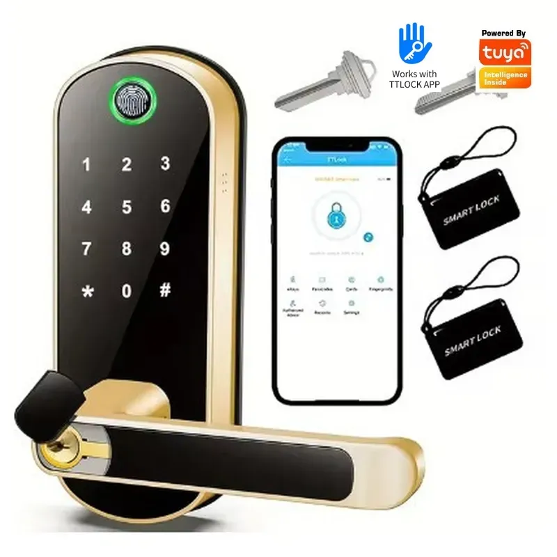 قفل باب خشبي ذكي إلكتروني ببصم - مراجعة Smart Door Lock Wifi وسعره