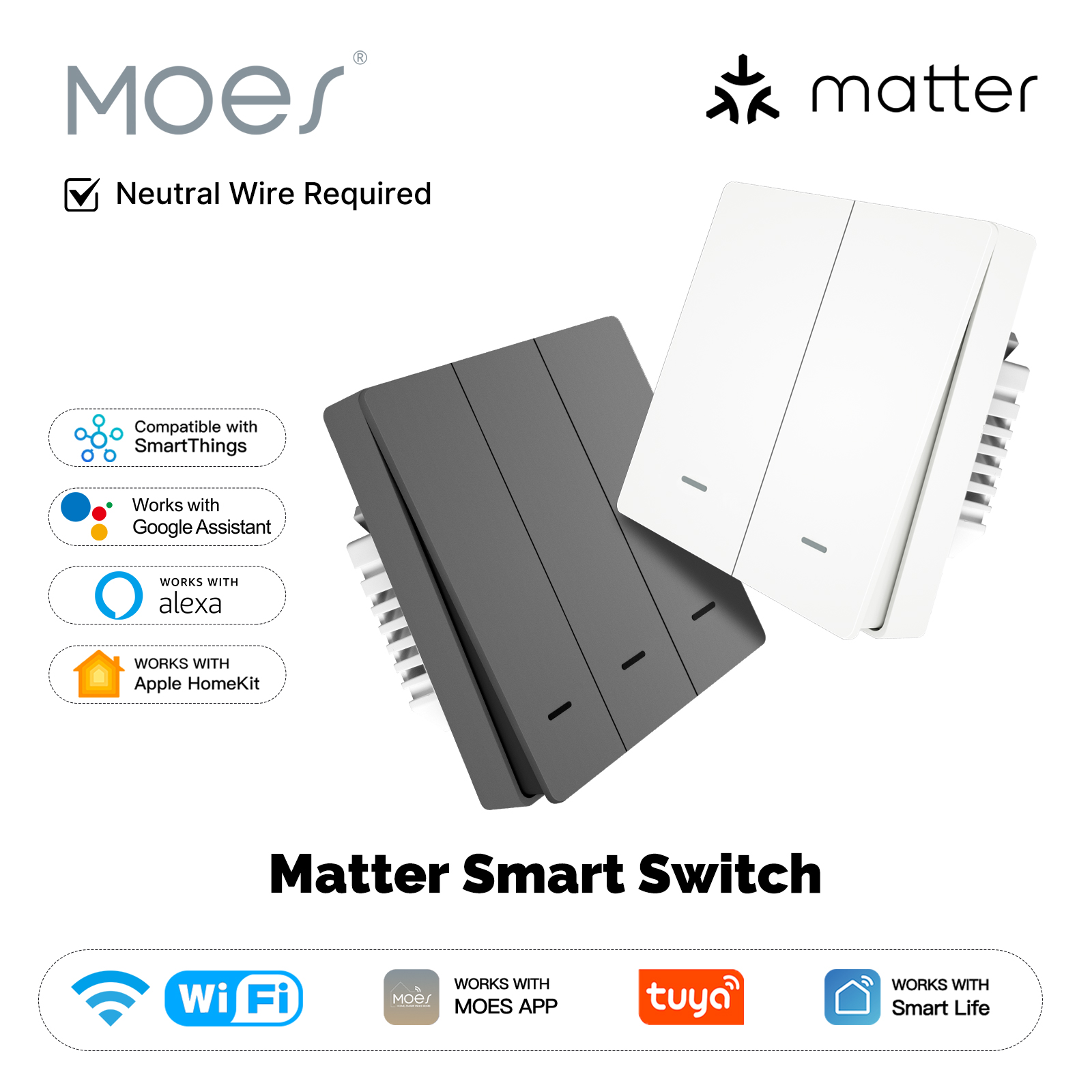 MOES Matter Tuya WiFi مفتاح ال - مراجعة Smart Light Switch Wifi وسعره