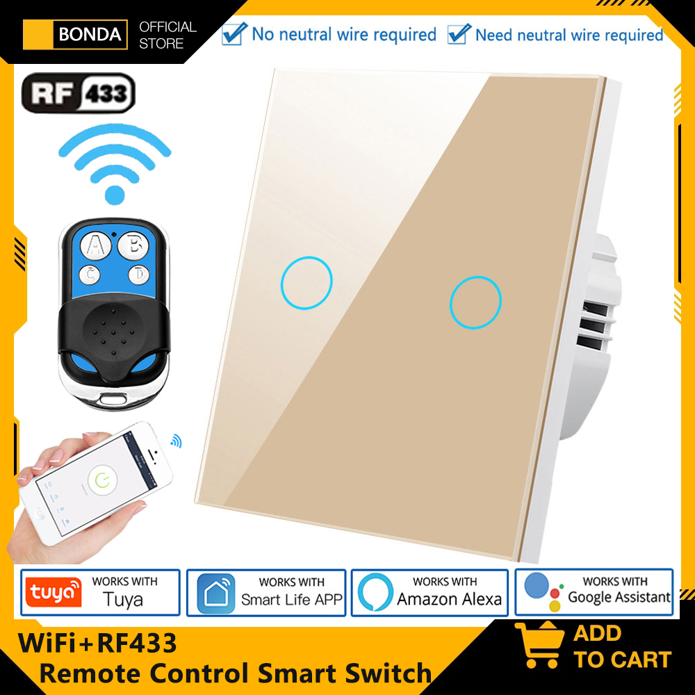 Tuya EU WiFi + RF433 مفتاح الت - مراجعة Smart Light Switch Wifi وسعره