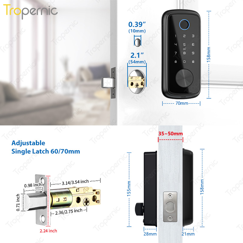 Tuya زيجبي باب ديدبولت أقفال ا - مراجعة Smart Door Lock Wifi وسعره