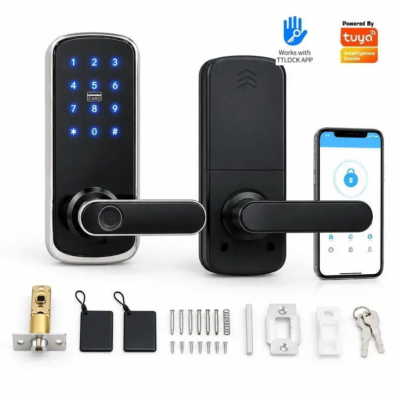 قفل باب خشبي داخلي ذكي يعمل بب - مراجعة Smart Door Lock Wifi وسعره