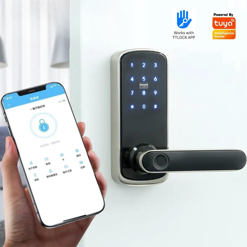 قفل باب خشبي داخلي ذكي يعمل بب - مراجعة Smart Door Lock Wifi وسعره